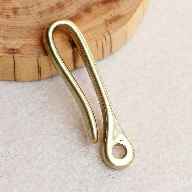 Solid brass U shape belt keyring clip hook