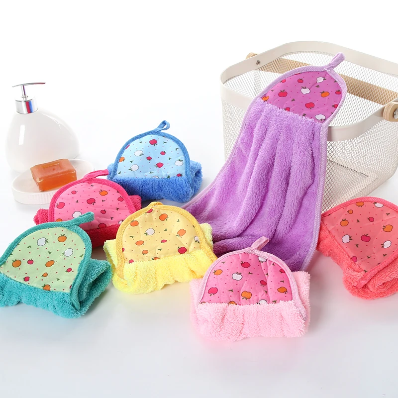 Hand towel wholesale coral velvet skin absorbent l cartoon kitchen towel can add logo
