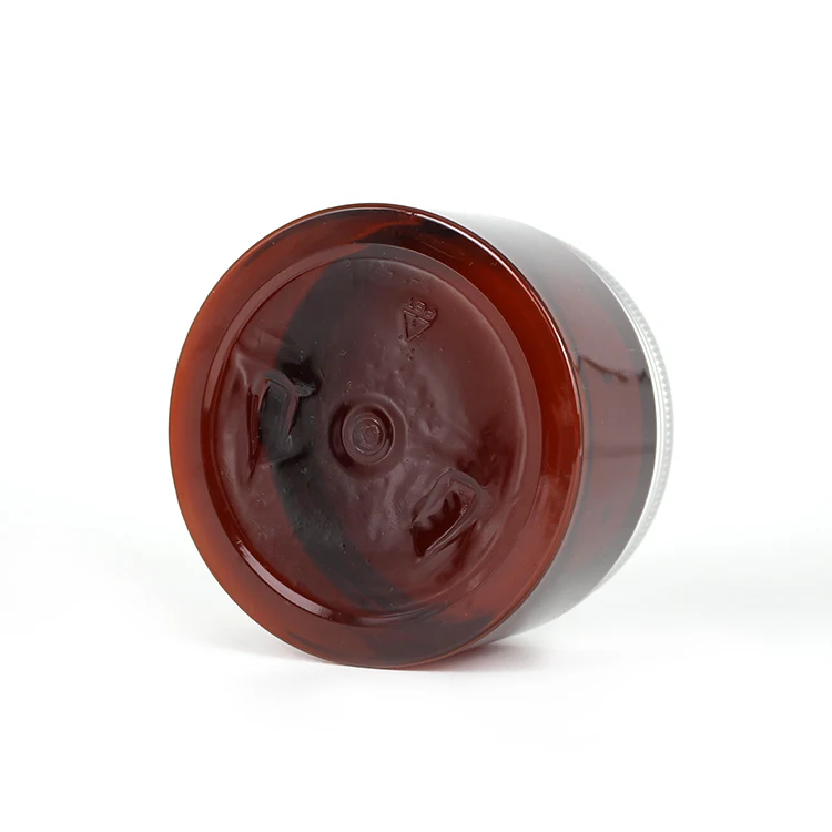 300Ml Amber Round Pet Plastic Food Storage Cookie Jar With Aluminum Lid