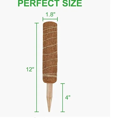 12/16/20/24 Inch Free Sample Coir Stick Coco Black Bulk Cage Clips Cover Extendable Extension Extra Long Moss Pole for Monstera