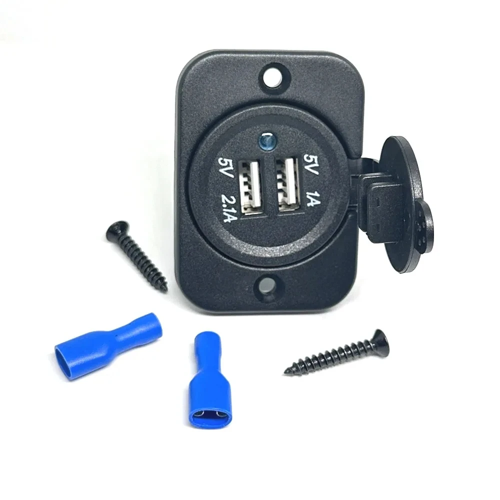 12-24V 3.1A Dual USB Charger Power Socket Adapter Charging Panel Mount for Motorbike Car Boat ATV UTV Camper Caravans
