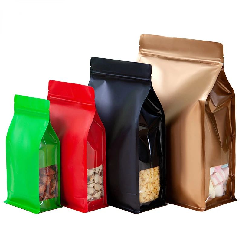 Smell Proof Aluminum Foil Zip Lock Window Stand Up Matt Pouch Tea Coffee Beans Snack Powder Heat Sealing Mylar Packaging Bags