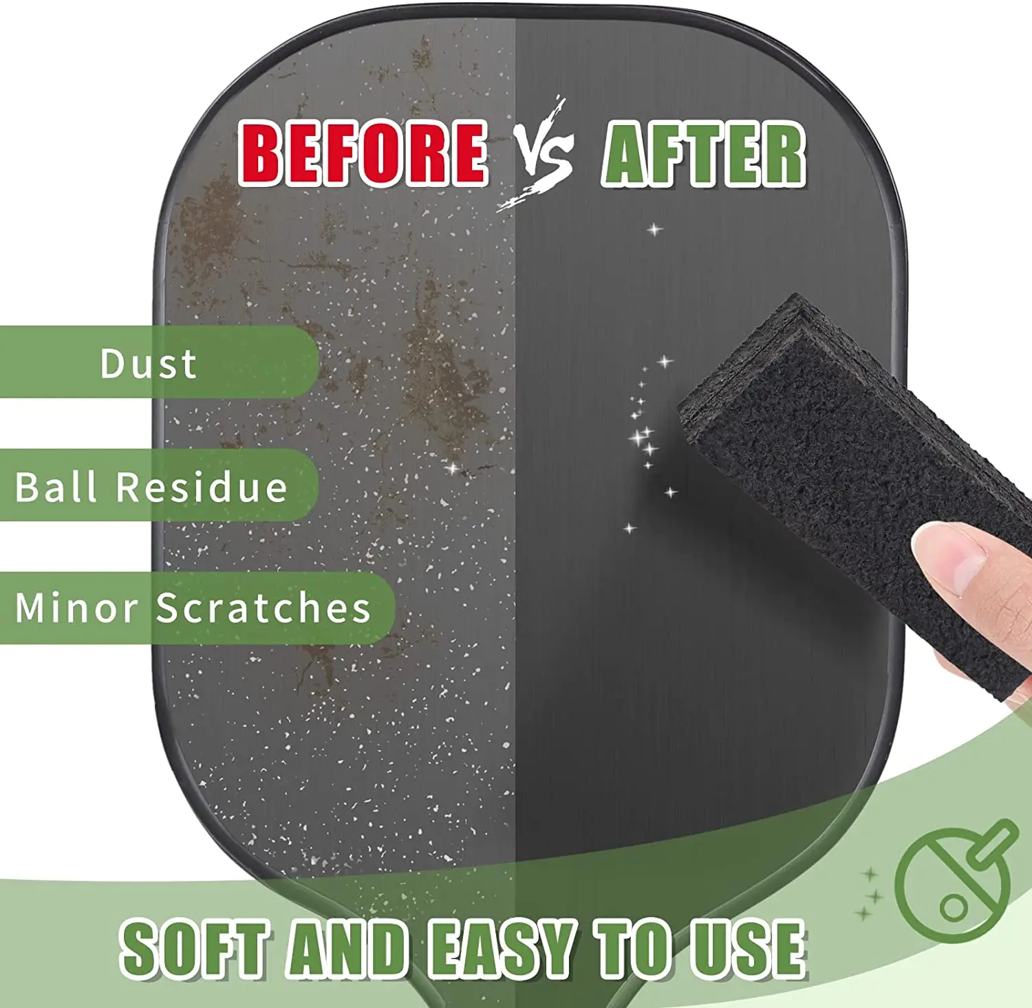 Pickleball Paddle Cleaner for Carbon Fiber Pickle Ball Racket Cleaner Rubber Pickleball Paddle Eraser Accessories