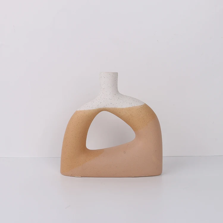 K&B custom antique hollow abstract design stone bud ceramic & porcelain vases for flowers home decor