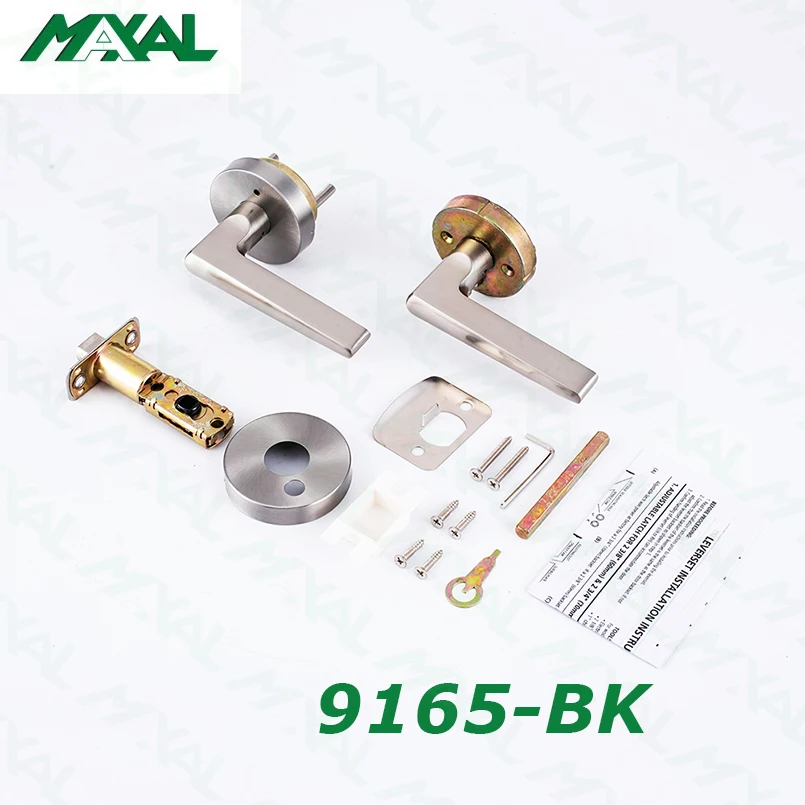 2023 Luxury Contemporary Design Interior Door Handle Lever for Wooden Door, Square Rosette Bathroom Black Zinc Alloy Modern