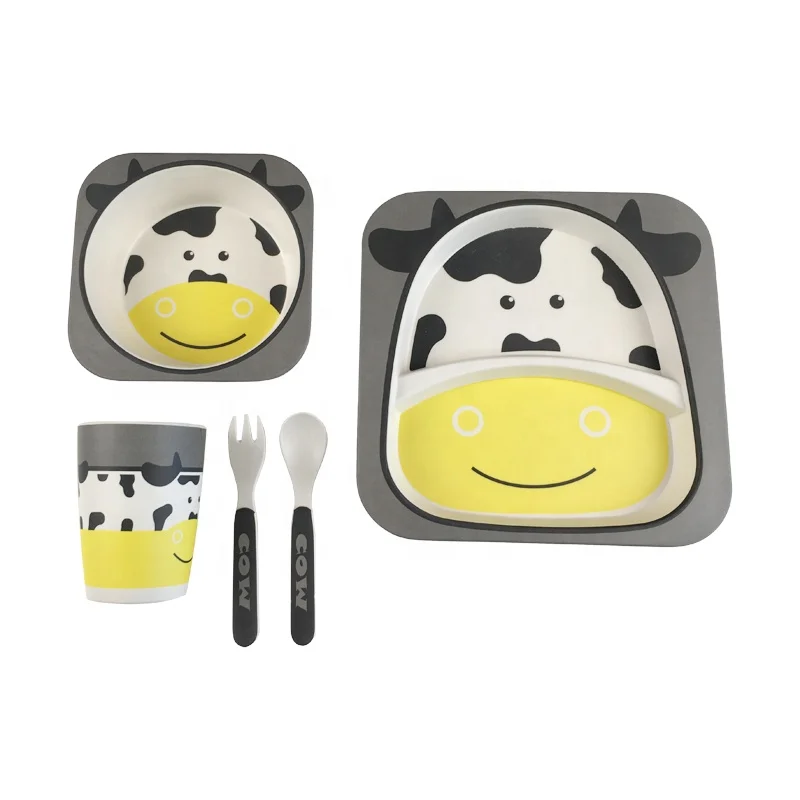 Eco-friendly Biodegradable Bamboo Fiber Tableware Baby Dinnerware Set Kids