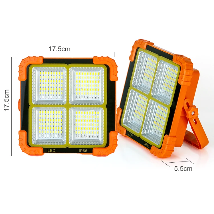 Portable All-in-one Solar FloodLight PV Plate Built-in 4 Pieces Led Light Board Handle Easy Carry Solar lantern 60W