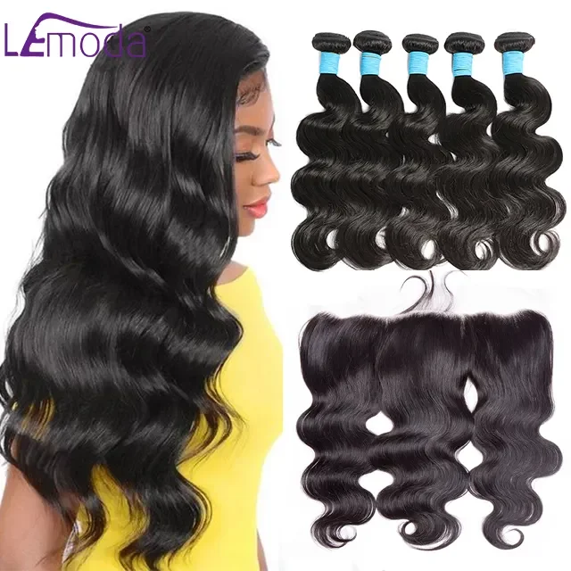 Lemoda Cuticle Aligned Hair Bundles And Closure Set Raw Virgin Brazilian Human Hair Bundles With Lace Closure Hair Vendor