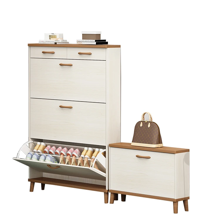 Modern Fashion Wooden 2 drawers Shoe Cabinet with 3 doors Luxury Storage Shoe cabinet for 24 Pair Shoe Cabinet