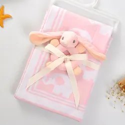 Personalized year growth organic cotton knitted baby cot blanket customized