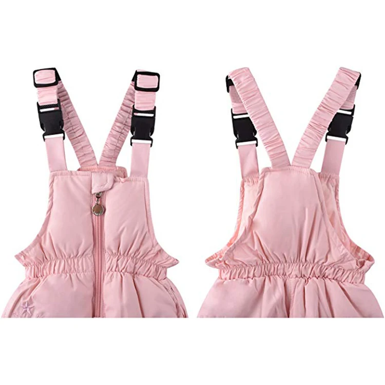 
Hooded Duck Down Girls Winter Kids Pink Ski Suit 