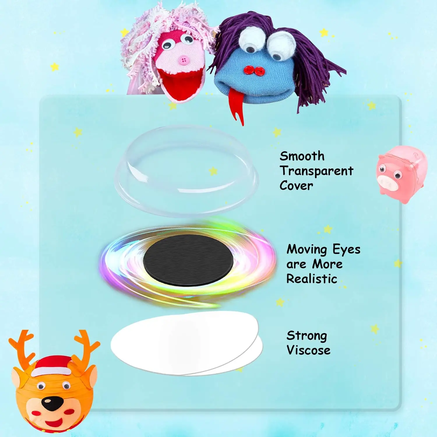 Toy Eyes Wiggle Eyes Set for DIY Projects and Art Creations