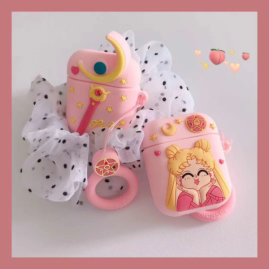 sailor moon beatiful girl cartoon high quality silicone earphone case for i9s/i10/i11/i12/i13/i17/i23/i25/i27/i100