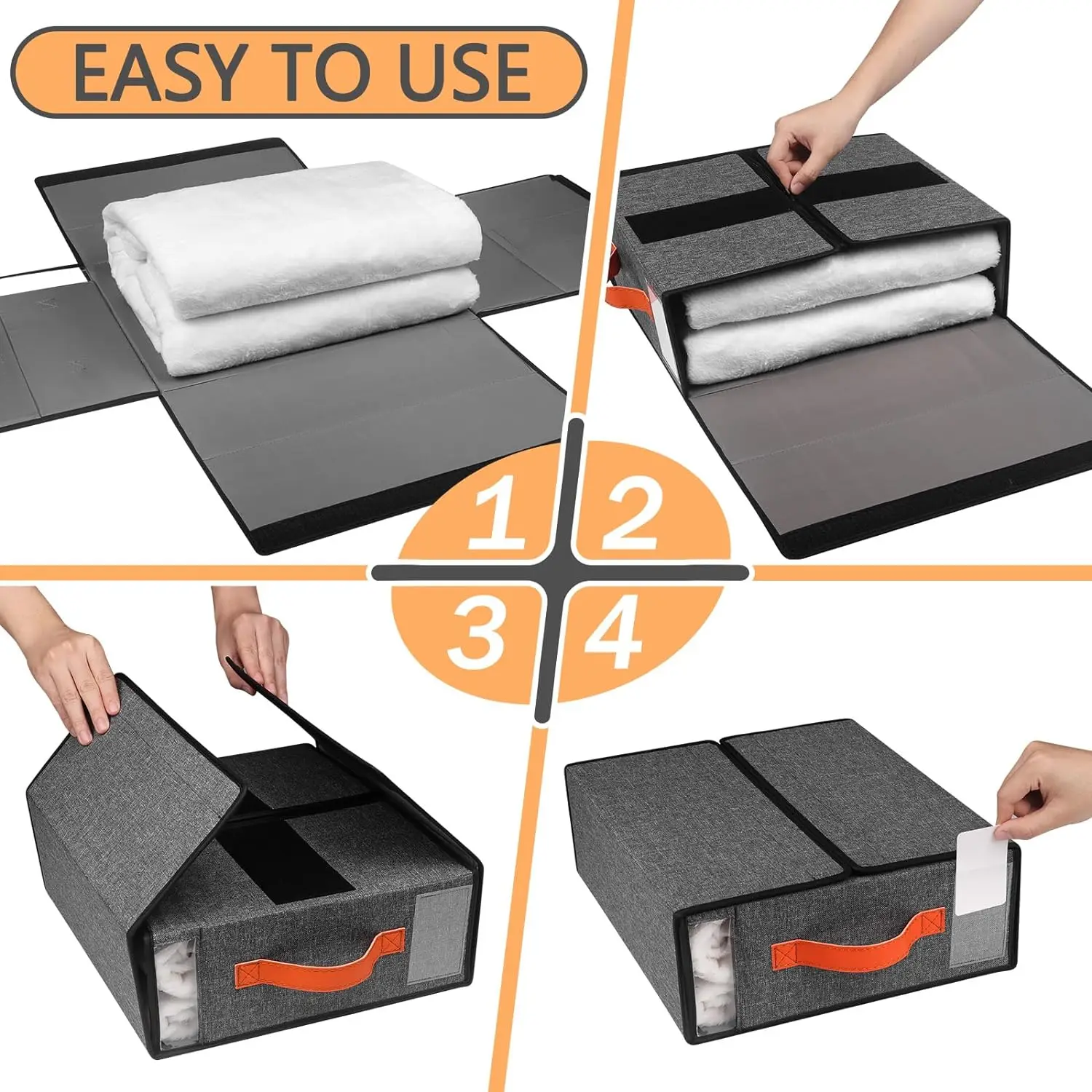 4 Pack Foldable Sheet Set Organizer Linen Closet Folding Bed Sheet Organizer Bedding Organizer