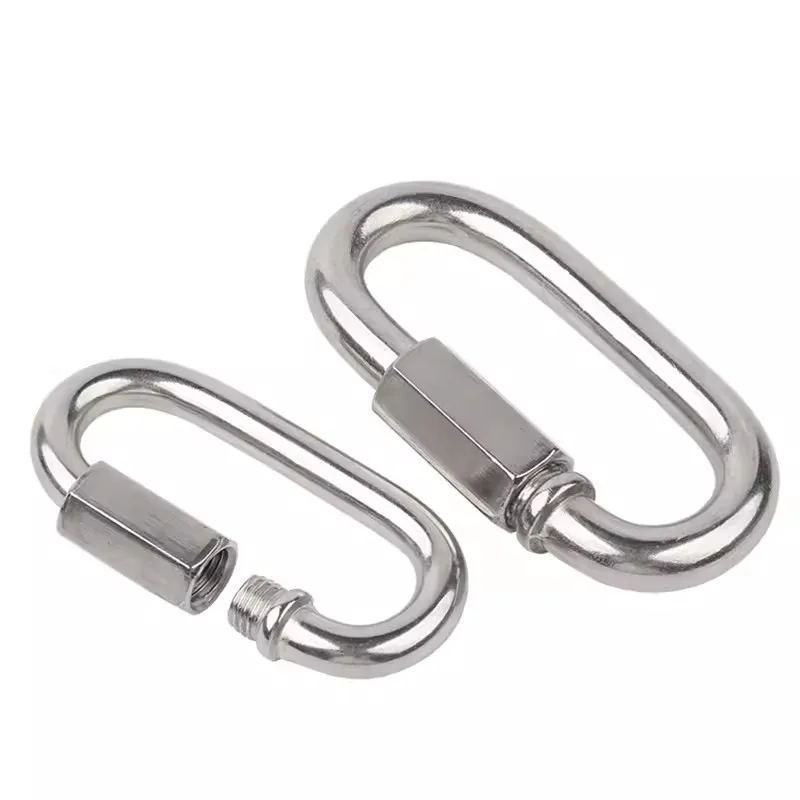 OEM ODM Custom LOGO Metal Oval Climbing Carabiner Hiking Clip DIN5299 Stainless Steel Carabiner Ring Spring Snap Hook with Lock