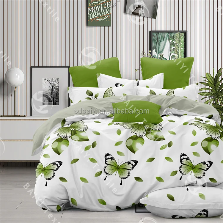 Modern Stylish Style Bed Sheet Sets 100% Polyester Printed Skin-friendly Microfiber Bedding Set Customize Pillowcase Duvet Cover