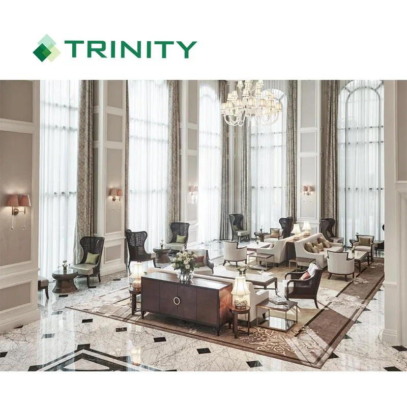 ZL02 Custom made 4 star solid wood metal modern luxury design hotel lobby furniture set