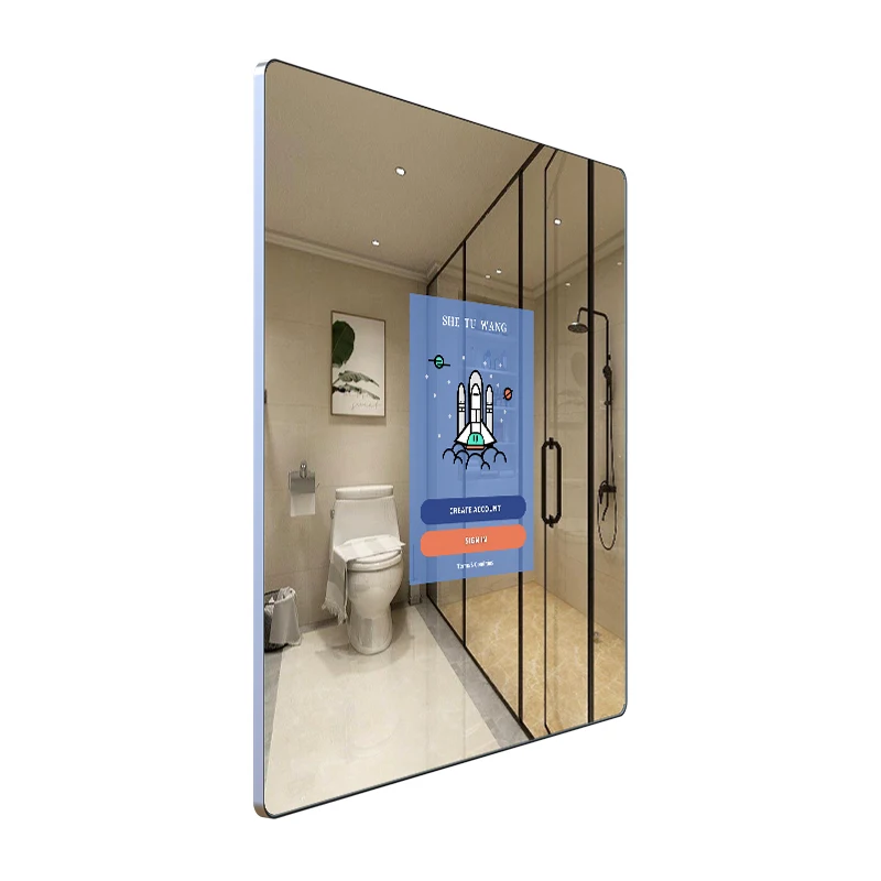Touch Screen Full HD Android TV Bathroom Photo Booth Smart  Mirror Wall Mounted Lighted Mirror