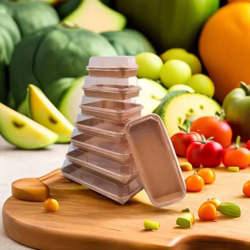 Kraft paper tray Food Containers takeaway paper salad and sushi box