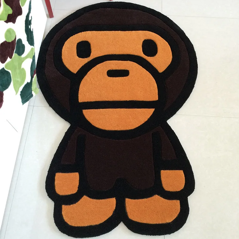 Large 3D Bape Rugs Cut Out Irregular Shape Luxury Carpets Hand Made Tufted Custom Rug