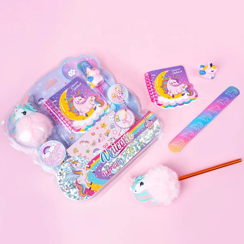 OEM Service Kids School Gift Stationery Set Unicorn Cute Kawaii Diary Notebook Set for girlsgift