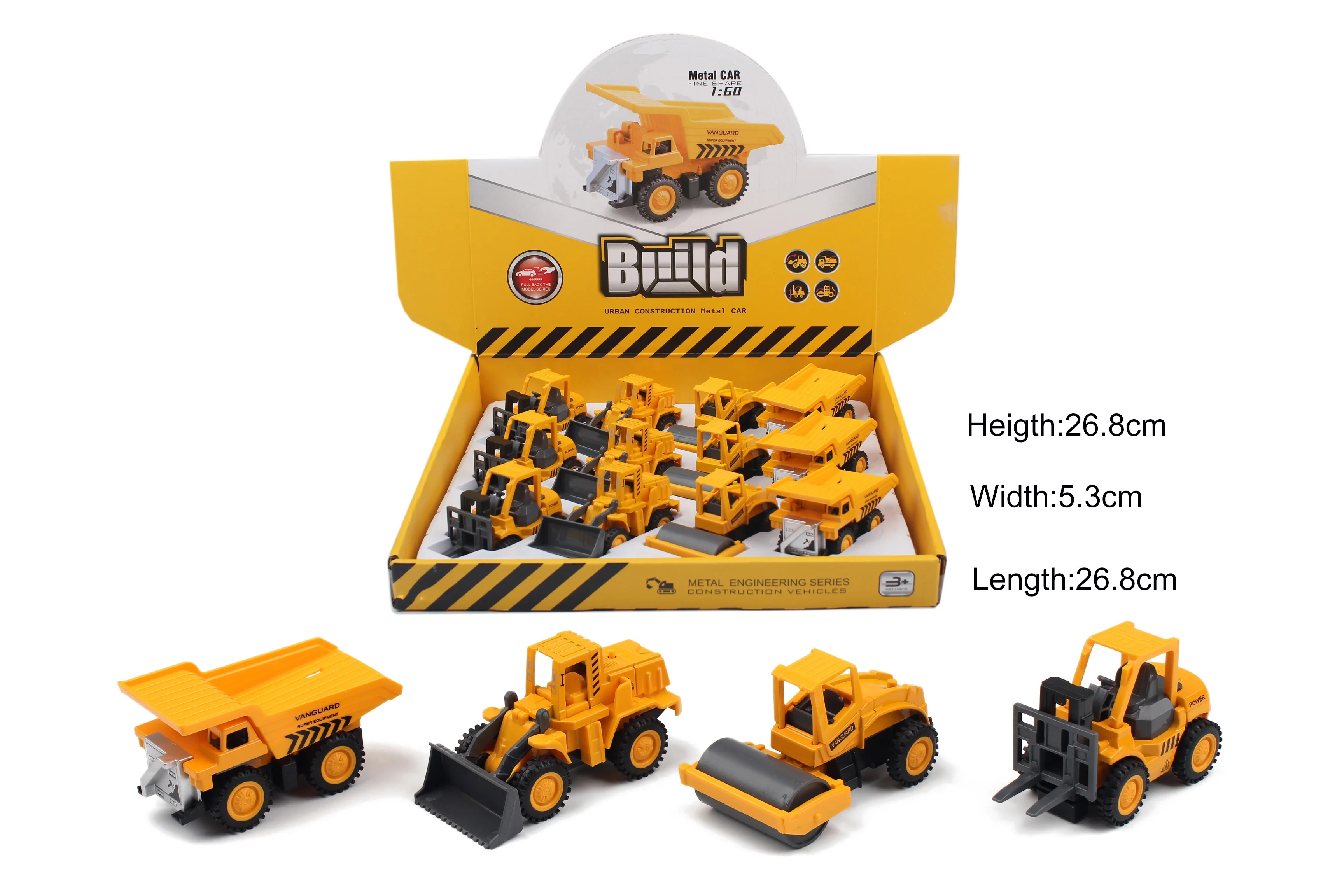 Pull back truck engineering toy vehicles diecast metal cars