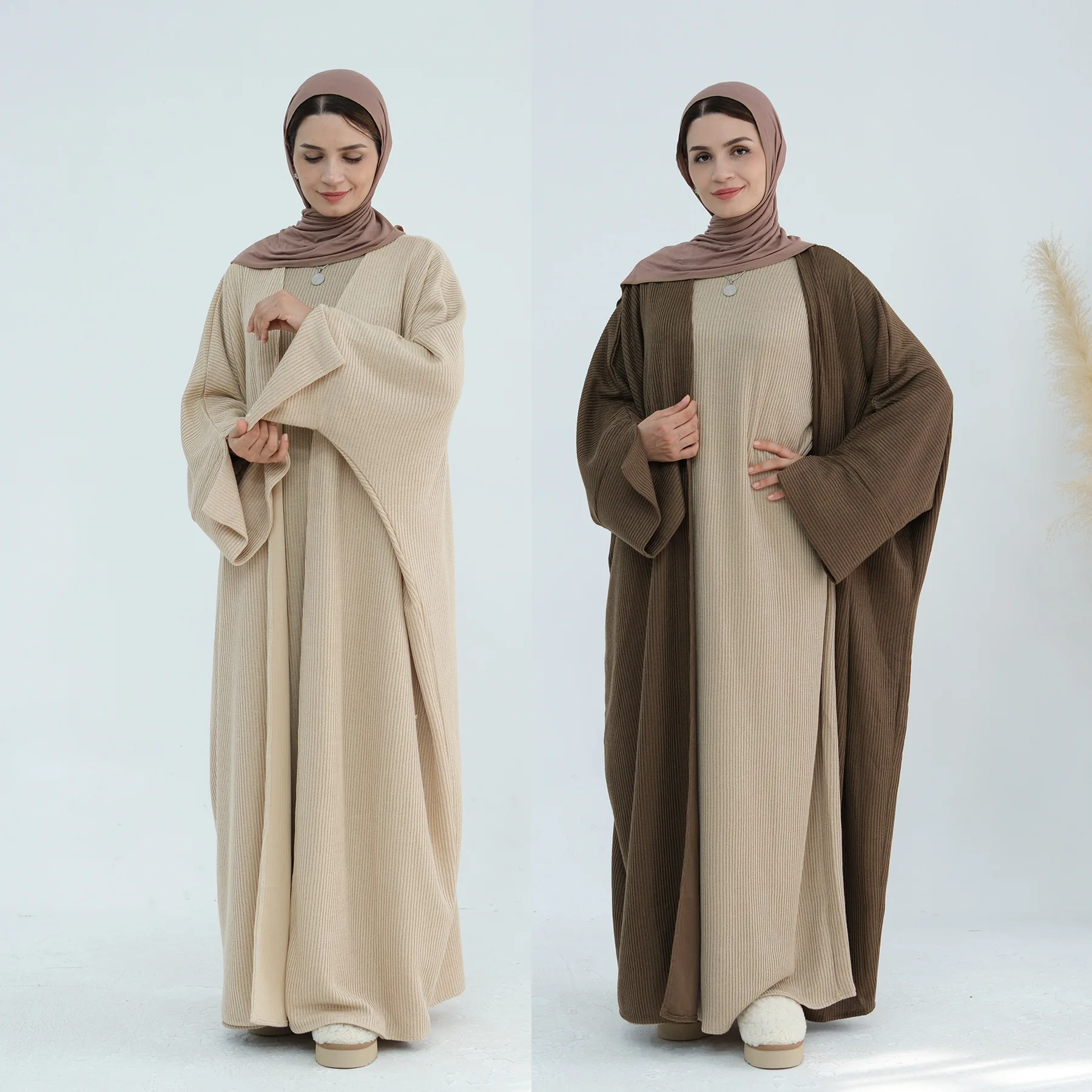 Safali Wholesale Modest Luxury Dubai Abaya Turkey Dress Butterfly Kimono Coat Knit Fabric Cardigan Women Muslim Winter Abaya
