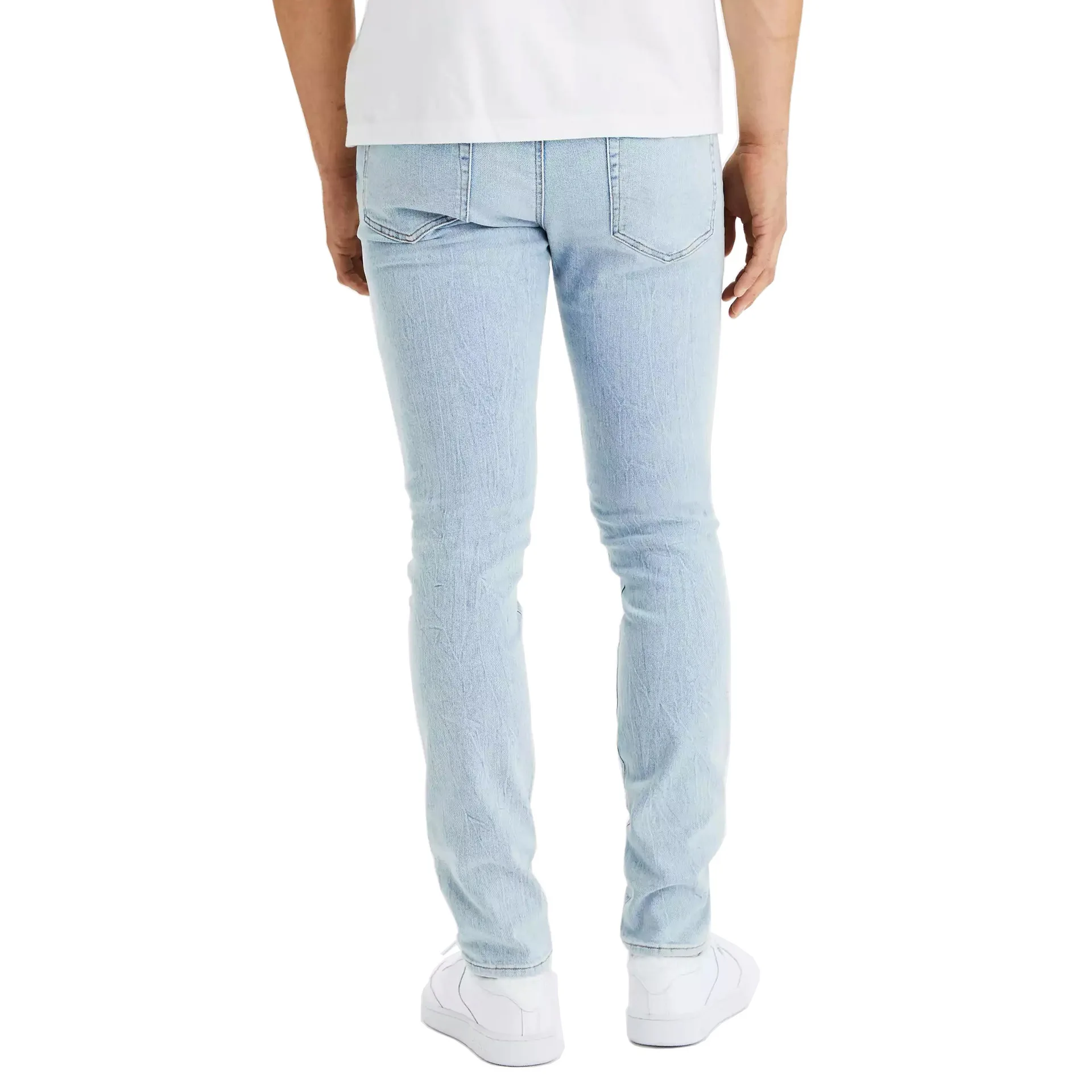 Custom Men Jeans Hip Hop Biker Causal Cotton Distress Jean Light Wash Blue Plus Size Jeans For Men