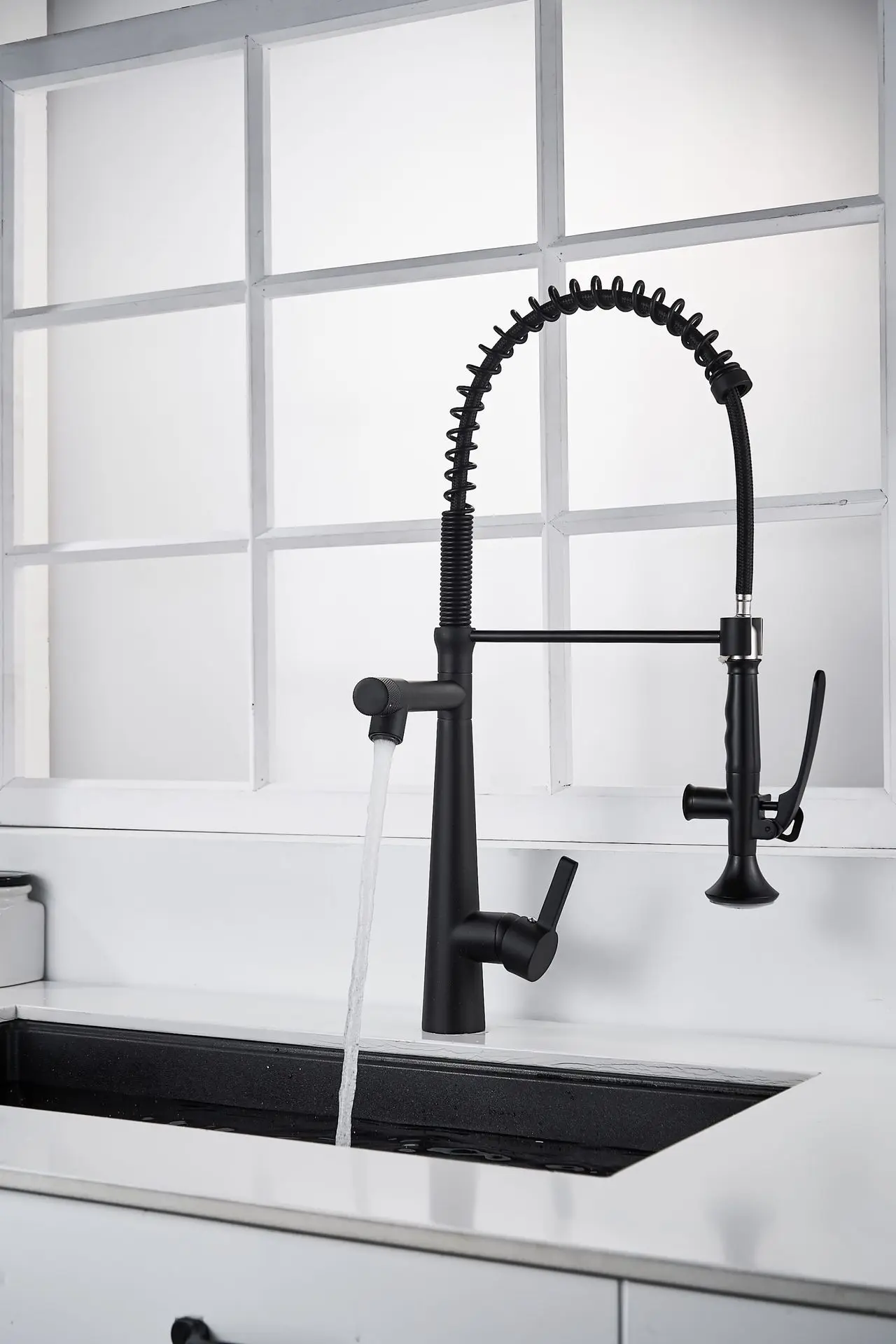 Multifunction pull out sprayer copper matte black kitchen faucet