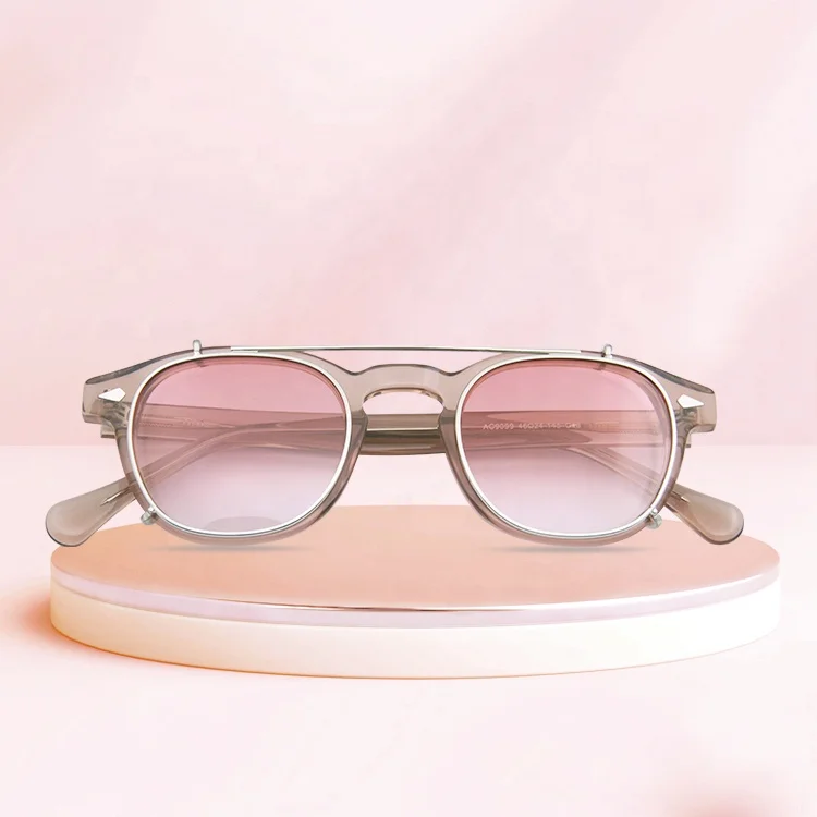 Wholesale Acetate Eyewear Clip On Popular Spectacle Frames With Clip On Round Optical Frame