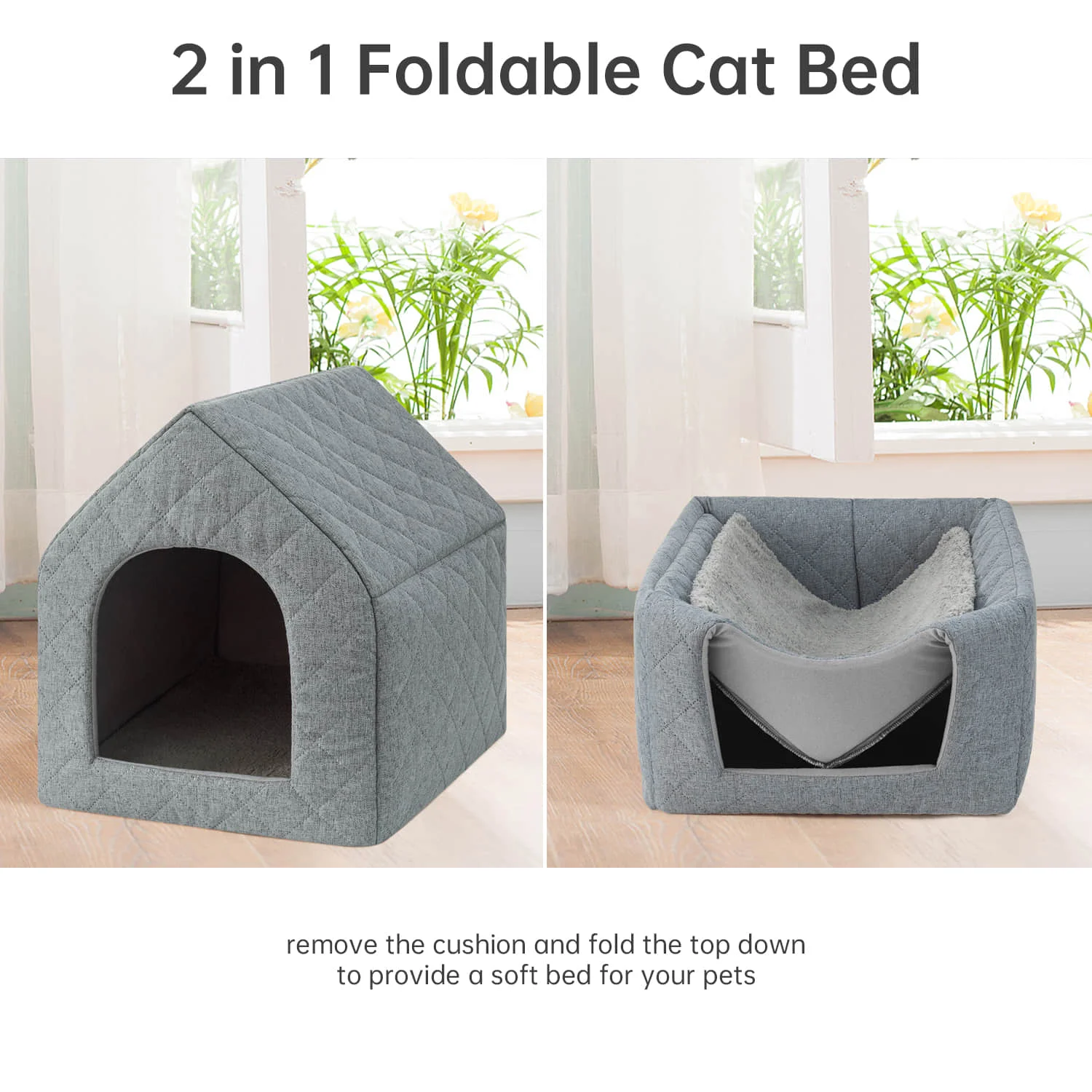 Factory wholesale Custom LOGO Dog Cat Cave Bed House Foldable Indoor House For Cat And Dog Bed Washable