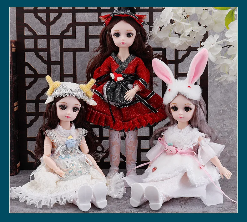 Cute 12 Inch 30cm Movable Joints BJD Doll Sweet Big Eyes Soft Hair Princess Model Girl Gift Toys