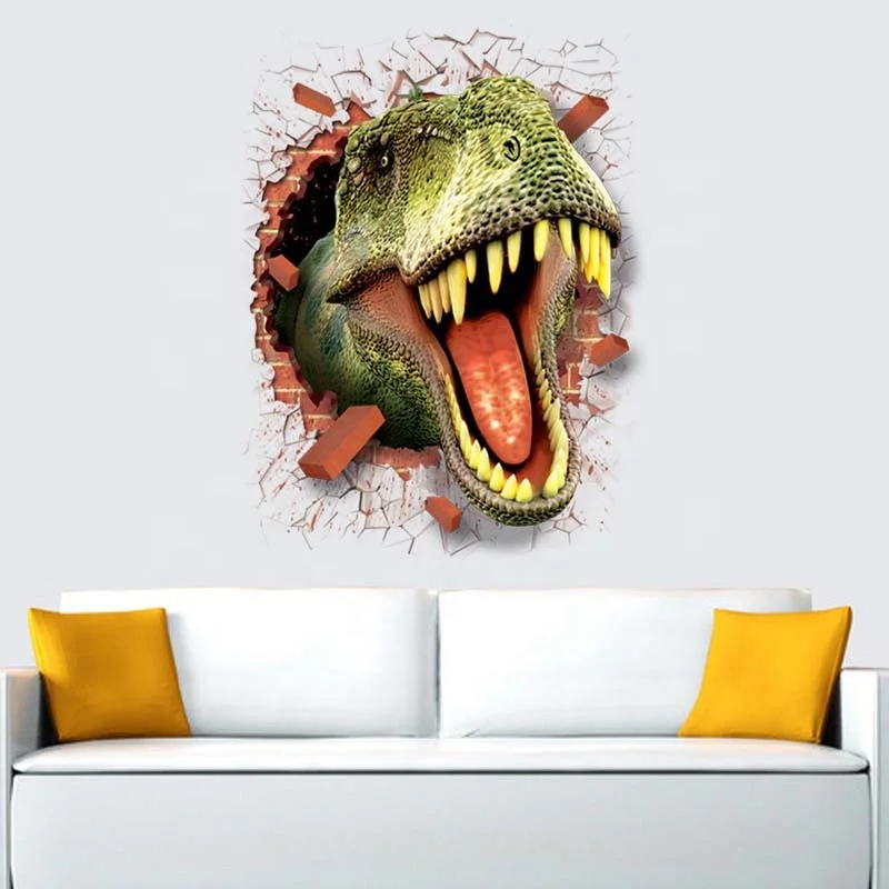 Wholesale Dinosaur Design Eco-frindly Removable Adhesive PVC Kids Home Decor 3D Wall Sticker