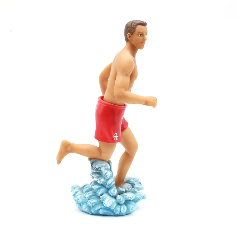 Solar Surfer Polyresin Bobble Head Summer Lifeguard Surf Board Red Shorts Beach Babe Waist Bobble Toy