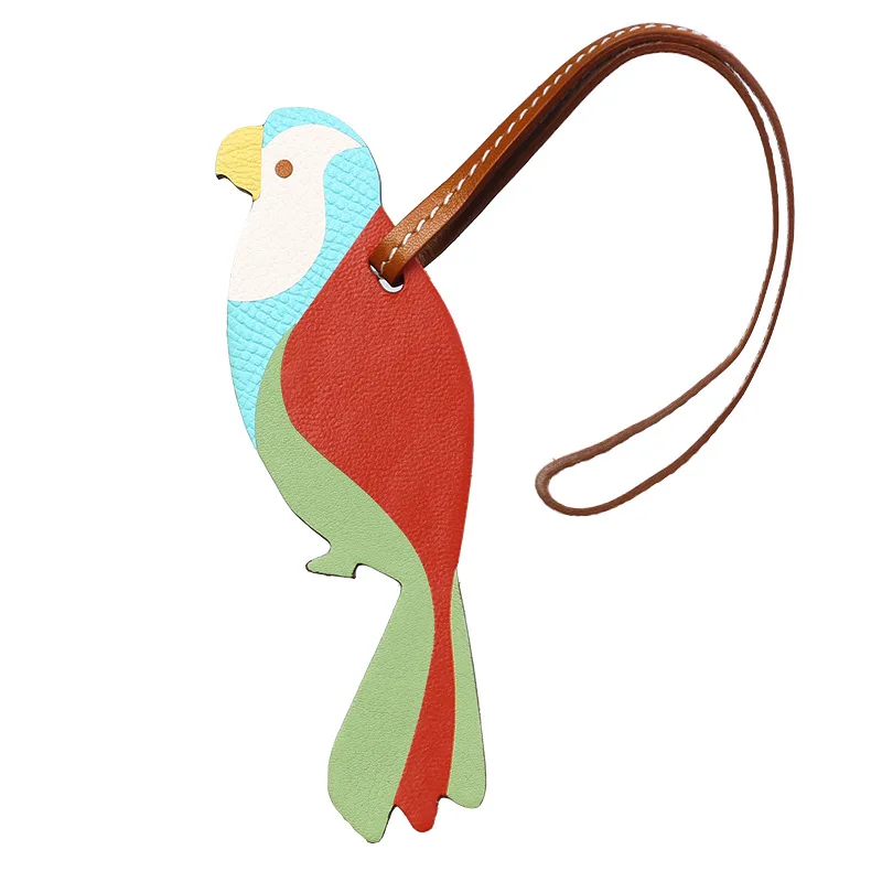 High End Luxury Handmade Genuine Leather Bag Pendant Cute Gift Bird Ornament Keychain for Handbags Bag Parts & Car Accessories