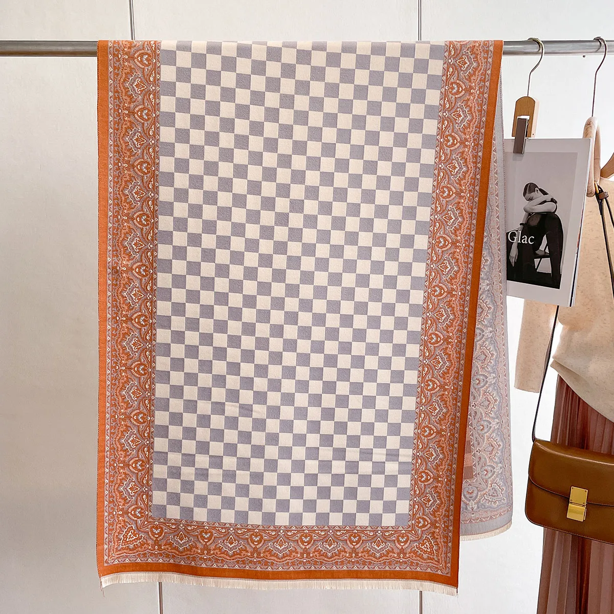 2023 Thick Neckerchief Winter Blanket Warm Scarves Plaid Cashmere Scarf Women Bandana Female Pashmina Shawl Wrap Bufanda Poncho