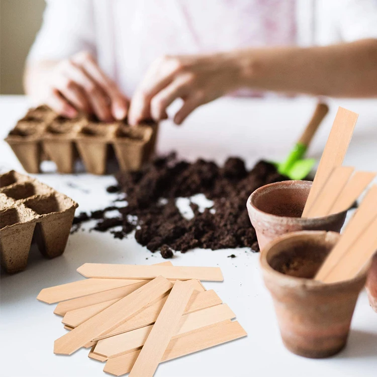 wholesale custom 50Pcs Wooden Plant Labels Wood Plant Sign Tags Garden Markers  for Seed Potted Herbs Flowers Vegetables
