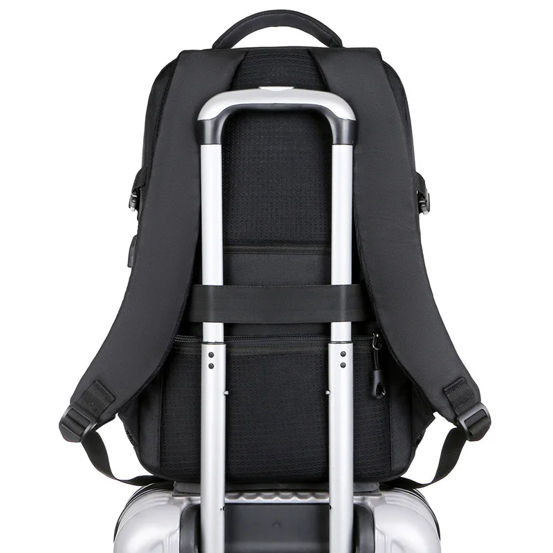 Cross-border backpack factory direct supply shoulder computer backpack black with headphone jack USB interface backpack