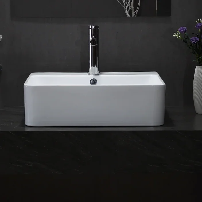 Glossy white wall mounted basin bathroom bowl sink hanging vanities