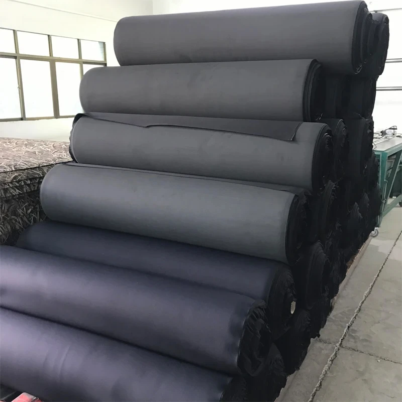 Roll Black Polyester Fiber Fabric Coated Sbr Rubber Neoprene Fabrics 2.5mm Thickness