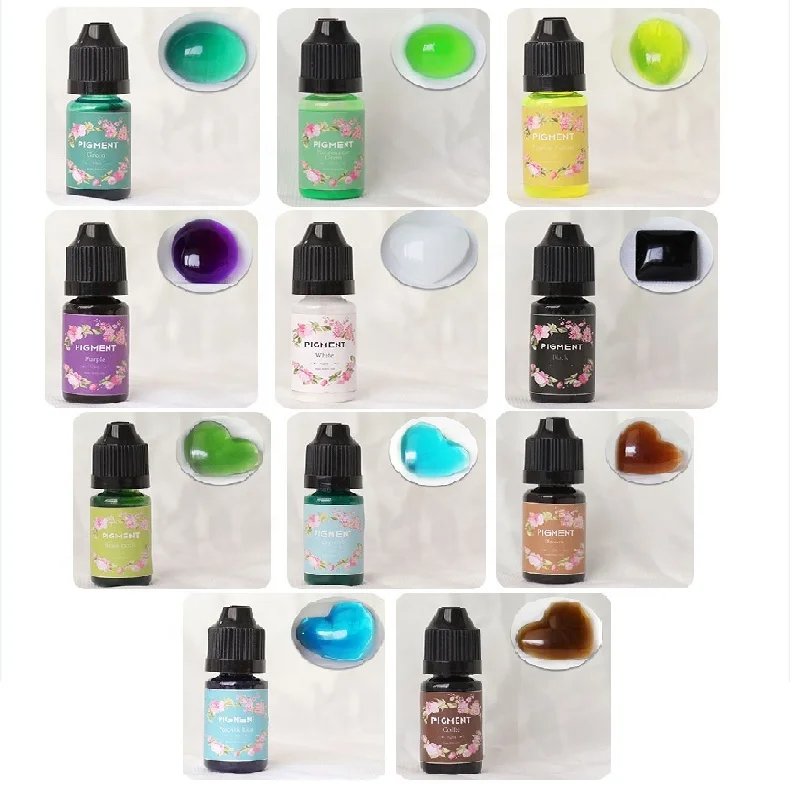 24 Colors General Pigment for Handmade craft 10ml Crystal Drop Glue Epoxy Resin and UV resin Dye liquid  pigment resin  pigment