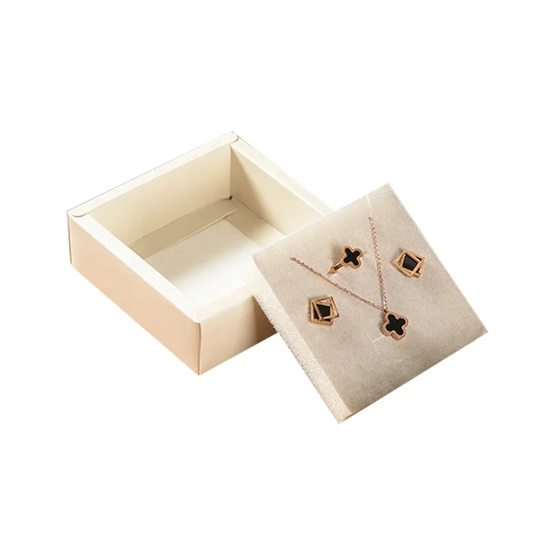 Custom Luxury Small Jewelry Gift Packaging Drawer Paper Box Paper Bag Set Green Sliding Jewelry Paper Box with Ribbon Puller