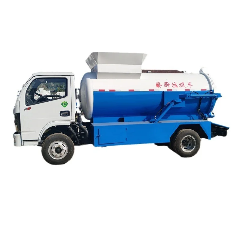 Customizable kitchen waste truck with circular highefficiency suction tank and a large capacity of 3 cubic meters for processing
