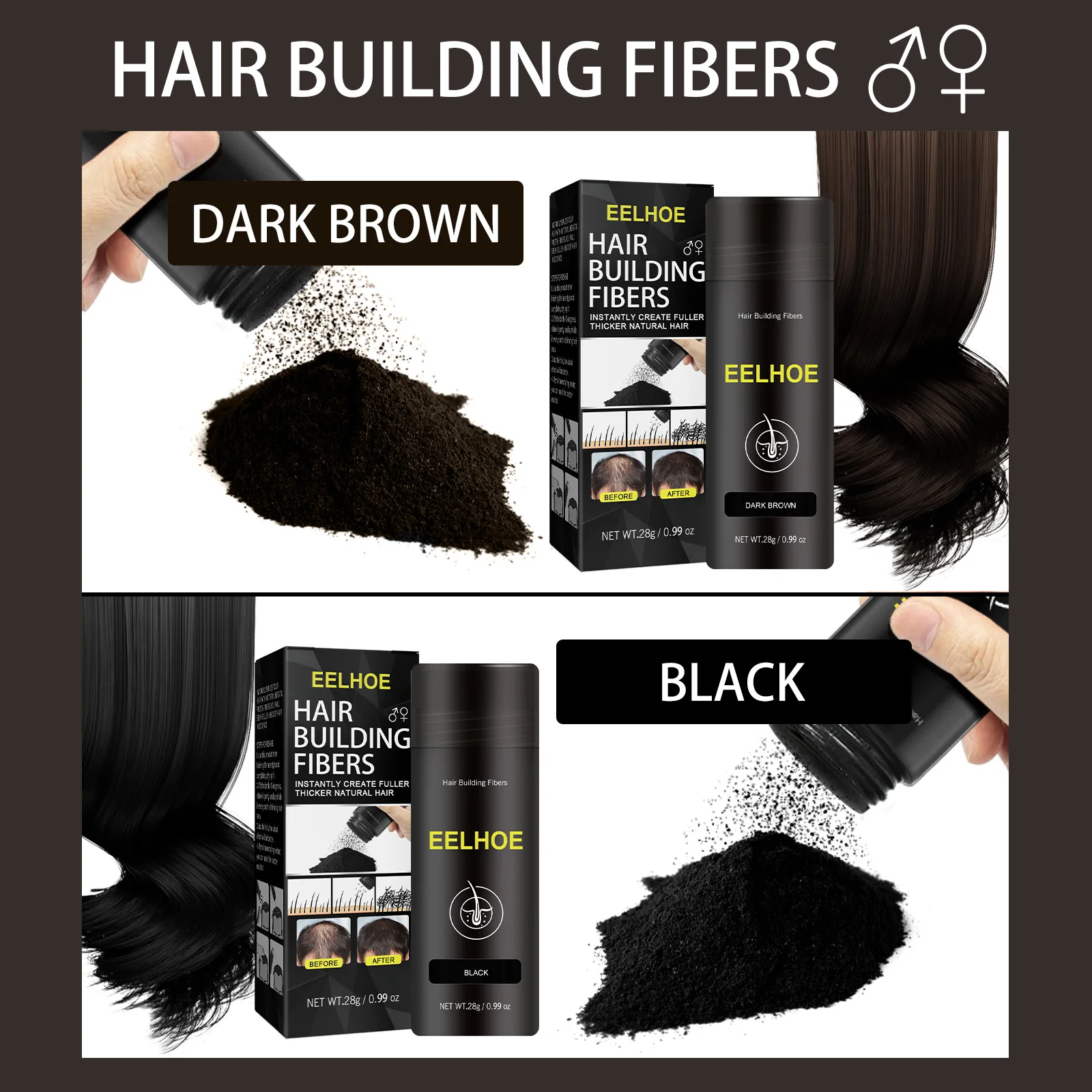 2024 OEM own brand keratin hair styling fiber spray hair thickening hair styling fiber powder