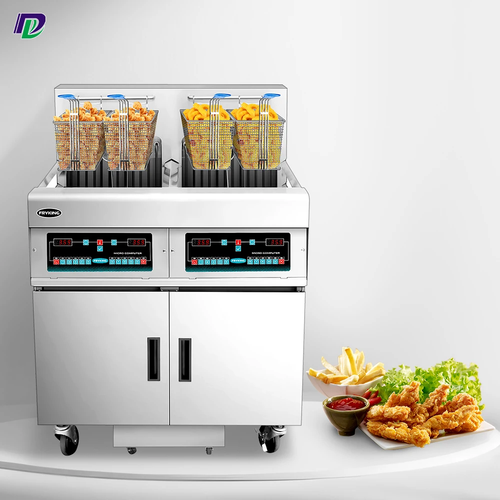 Electric  potato commercial Large capacity vertical equipment 28L+28L Deep Fryer With Oil filter For Fast food restaurant