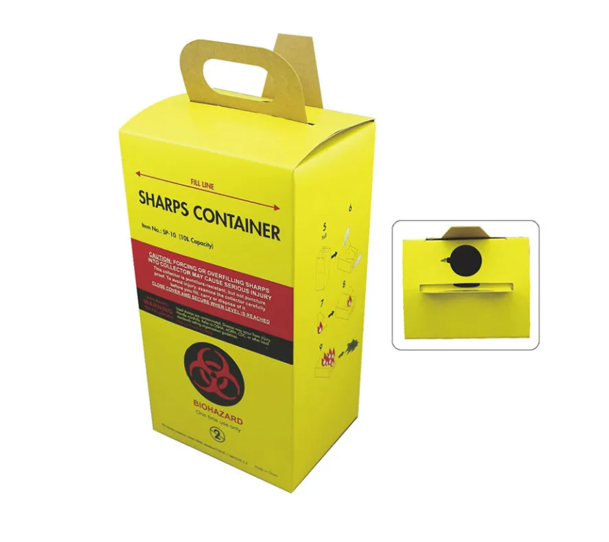 New Design 5L Hospital Medical Cardboard Paper Sharps Container Safety Waste Box For Used Syringe