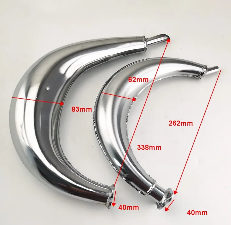 Chrome Big displacement Banana Bicycle exhaust muffler for Motorized Bike 2 stroke gas engine kit 80cc 100cc