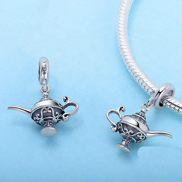 Custom fashion fine jewelry wholesale 925 sterling silver DIY mystic lamp aladdin arabic pendants & charms