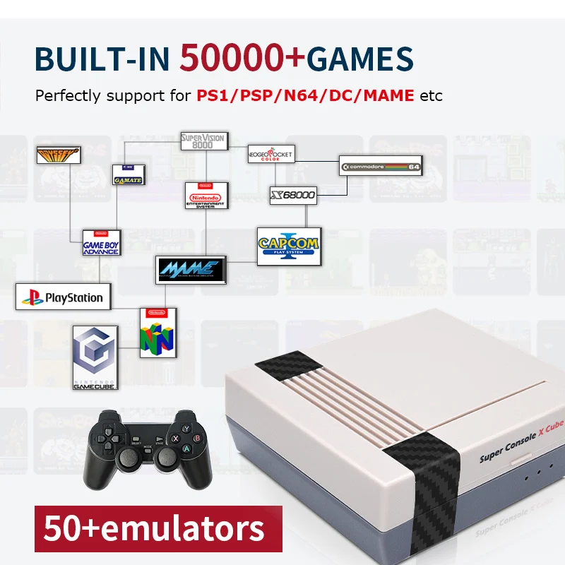 Супер консоль x cube 64 Гб/128 ГБ/256 ГБ TF карта 50000 + классические игры игровая консоль для N64/PSP