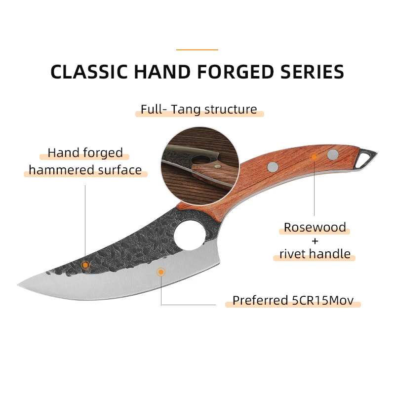 Butcher Knife Hand Forged Boning Viking Knife  High Carbon Steel Fillet Chef Knife Meat Cleaver for Kitchen
